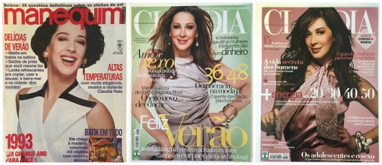 Algumas das capas que fez com Claudia Raia