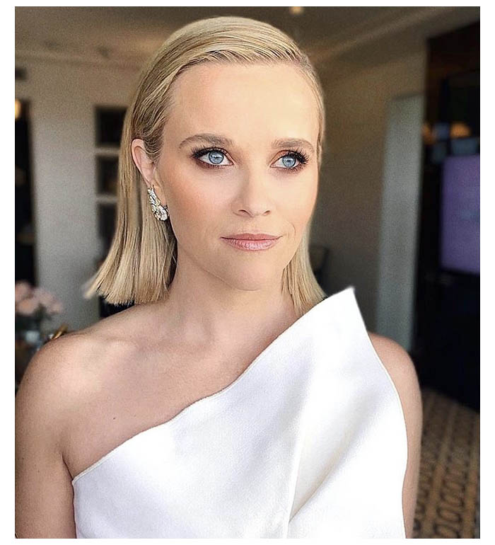 Reese Whiterspoon cabelo liso penteado Golden Globes