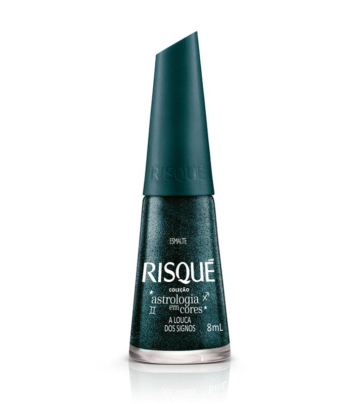 esmalte verde escuro com glitter Risqué